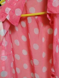 Pink Polka Dot Sleeveless Blouse