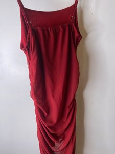 Sexy Marhoon Side Slit Dress
