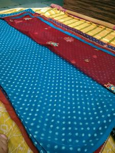 Wonderful Light Red And Blue Coloured Saree