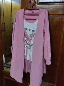 Pink Over Coat Attached Top