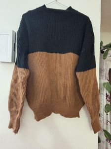 Two-Tone Knit Pullover