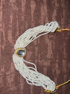 Beaded choker adjustable White Necklace