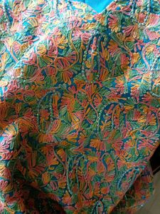 Embroidered A-Line Dress With Chudi Pant