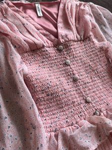 Pink Floral Smocked Mini Dress