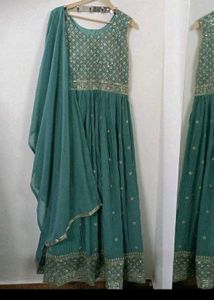 Elegant Teal Ethnic Gown