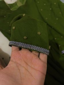 Green Heavy Worked Kurta!