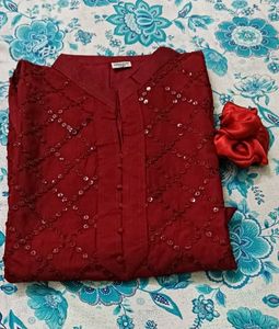Red/Maroon Straight Kurti