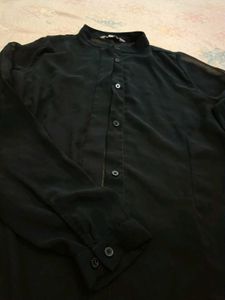 Sheer Black Long Sleeve Shirt