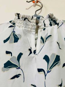 Floral Print Mock Neck Blouse