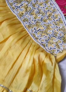 yellow and Purple Embroidered Kurta Set