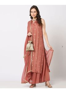 Elegant Pink Kurta with Palazzo and Dupatta