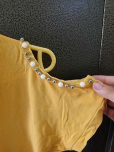 Yellow Cold Shoulder Graphic Tee