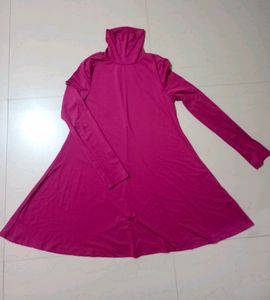 SHEIN TURTLE NECK MAGENTA MINI DRESS