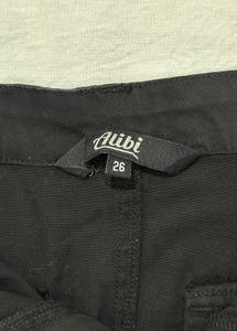 Black Utility-Style Mini Skirt with Zipper Pockets