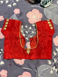 Red Embroidered Saree with Blouse