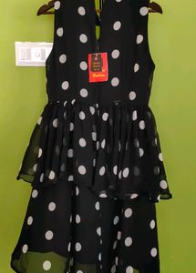 Polka Dots Flared Dress New With Tags