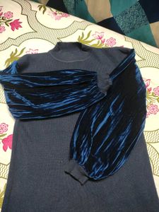 🥳Stylish Blue Velvet Sleeve Dress