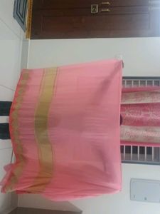 Pink &amp; Gold Embellished Saree