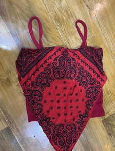 RED Scarf Cropped Top