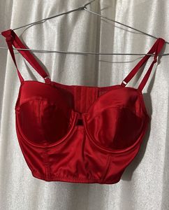 Red Satin Corset Top