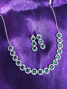 American Diamond Emeald Jewellery Set