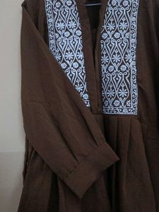 Embroidered Brown Tunic Dress