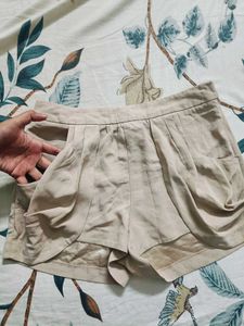 Beige Flowy Shorts
