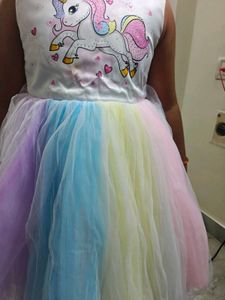 Kids Girl baby Unicorn Rainbow Party wear dress