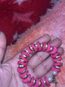 Pink &amp; Gold Beaded Bracelet