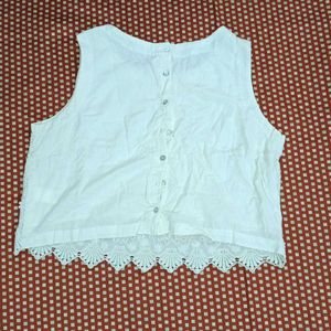 White Lace Trim Tank Top
