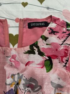 Sassafras Pink Floral Dress with Leggings Set