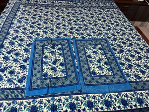 blue Floral Print double bed Bedsheet