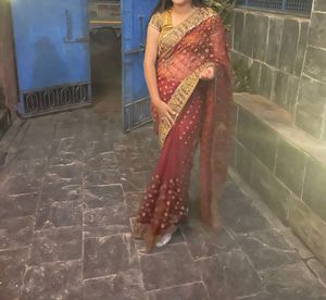 Elegant Maroon Saree