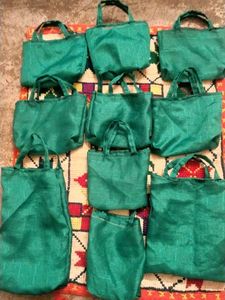Green silk Tote Bags (Set of 10)