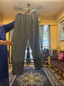 Embroidered Gray Kurta Trouser