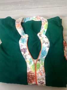 winter Floral Green Kurta
