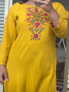 Straight Fit Yellow Kurta