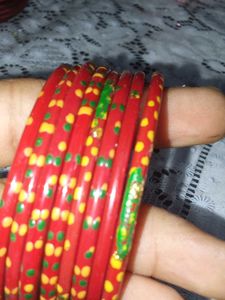Red &amp; Multi Bangle Set