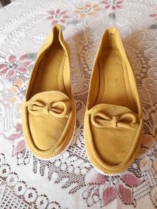 Soft Suede Type Moccasins Mustard