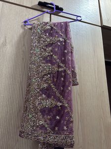 Embroidered Mauve lehenga choli and duppatta