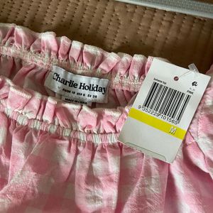 New With Tag Pink Gingham Crop Top