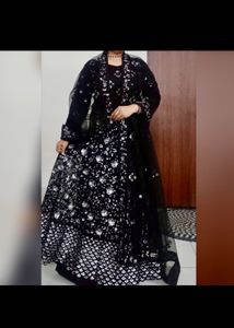 Black,Silver Sequins Lehenga Choli & Dupatta