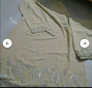 zari and pearl work Elegant Beige Salwar Suit