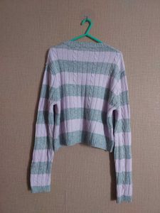 Striped Knit Pullover Sweater