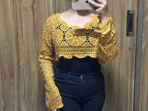 Crochet Bolero Shrug - Mustard Yellow