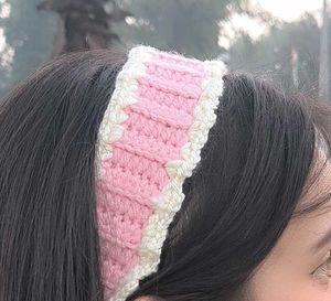 Crochet Headband - Pink &amp; White