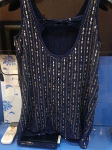 Navy Sequin Tank Top