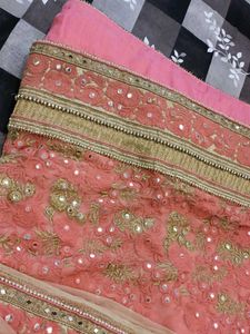 Price Drop 💧 Heavy Net Chiffon Saree + Blouse