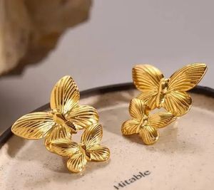 Butterfly Earrings - Gold &amp; Crystal/ Anti Tarnish