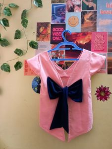 Back Bow V Neck Top